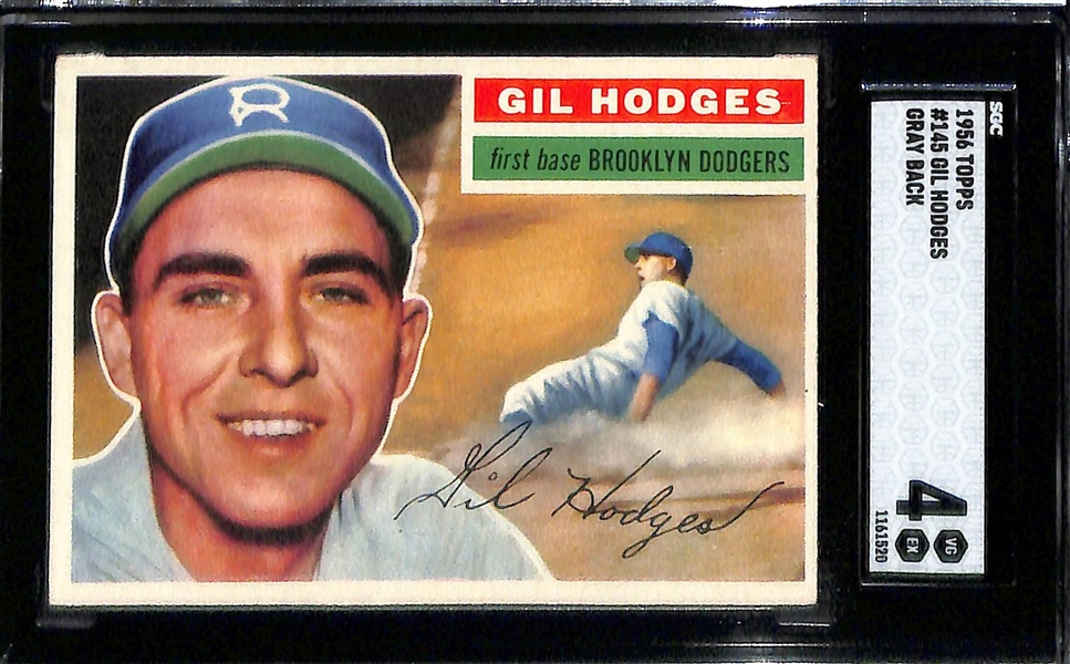 (3) Graded 1956 Topps Cards - Feller #200 (SGC 5.5), Richie Ashburn #120 (SGC 4.5), Gil Hodges (SGC 4)