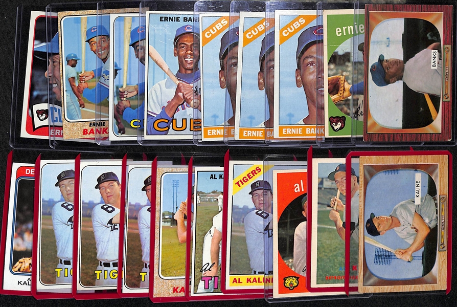 Lot of (19) Vintage Mostly 1950s & 60s Baseball Cards w. Ernie Banks and Al Kaline