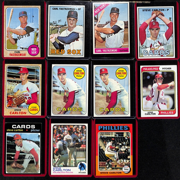 Lot of (20) Vintage 1950s, 60s, and 70s Baseball Cards of Frank Robinson, Carl Yastrzemski, and Steve Carlton