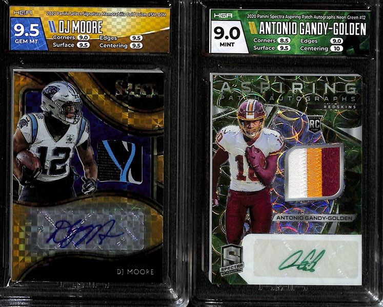 Lot of (6) Football Rookie, Autograph & Jersey Cards w. Aiyuk Optic Contenders Auto #/25 & Select DJ Moore Gold Auto Patch #/10