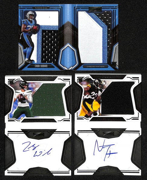 Lot of (3) 2021 Panini Playoff Booklet Cards w. Zach Wilson Auto #/99 & Najee Harris Auto Jersey #/199