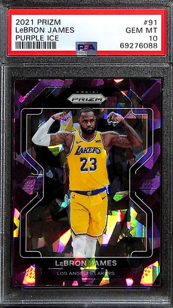 2021 Prizm LeBron James Purple Ice # 91 Graded PSA 10