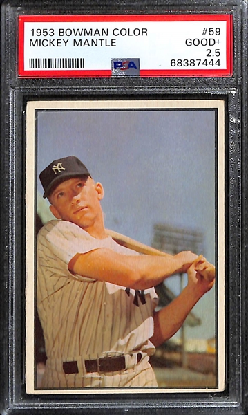 1953 Bowman Color Mickey Mantle #59 Graded PSA 2.5