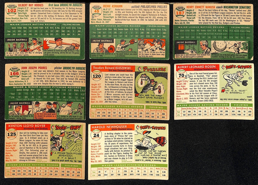 Lot of (17) 1954 & (28) 1955 Topps Baseball Cards w. 1954 Gil Hodges
