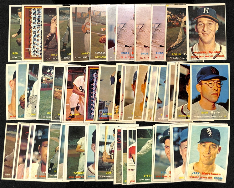 Lot of (69) 1957 Topps Baseball Cards w. Warren Spahn