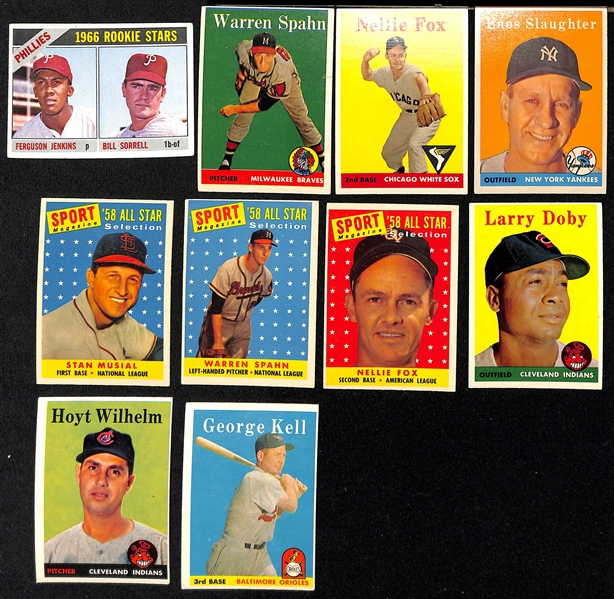 Lot of (27) 1958, (7) 1959 Topps Baseball Cards & 1966 Fergie Jenkins Rookie Card