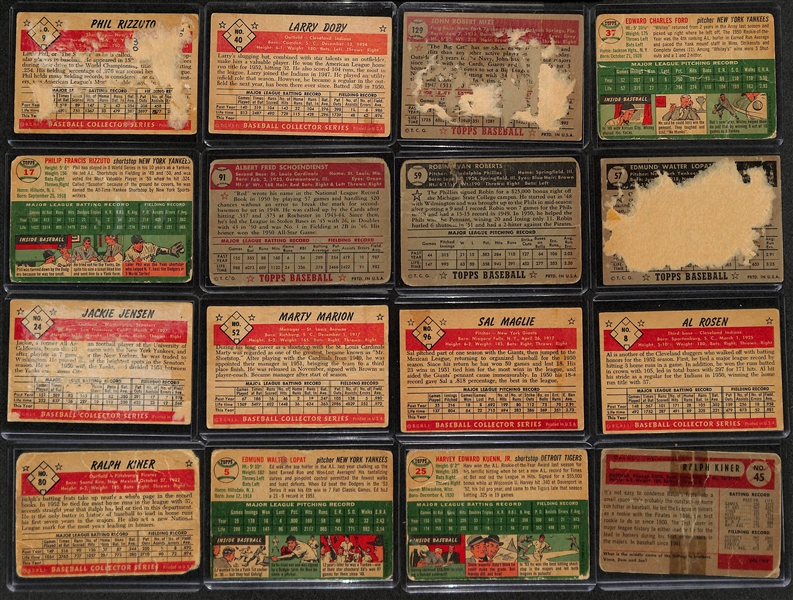 Lot of (16) 1952-1954 Topps & Bowman Baseball Cards w. 1952 Topps Phil Rizzuto