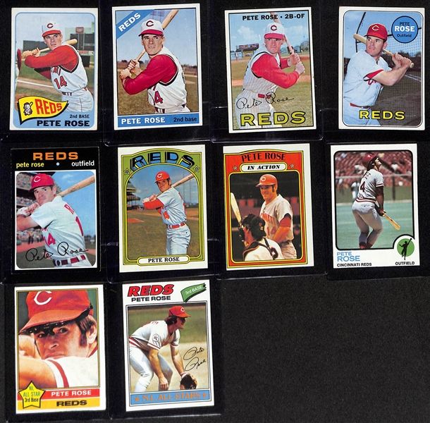 Lot of (10) Topps Pete Rose Baseball Cards w. 1965 Topps #207