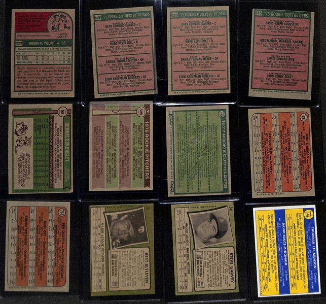 Lot of (12) Topps Baseball Rookies Cards from the 1970s w. 1975 Topps Robin Yount