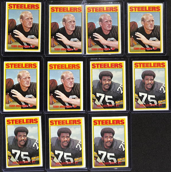 Lot of (6) Bradshaw (2nd year) & (5) Joe Greene (2nd year) 1972 Topps Football Cards