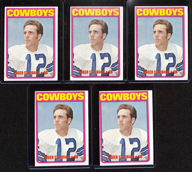 Lot of (5) Topps 1972 Roger Staubach #200 Cards