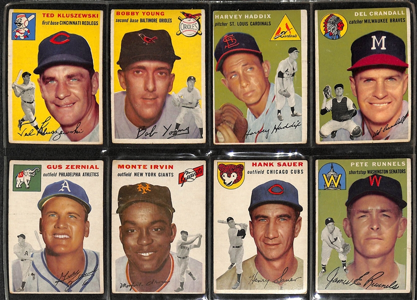 Lot of (165) Different 1954 Topps Baseball Cards w. Richie Ashburn - Approx 2/3 of the Set