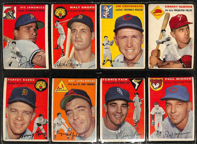 Lot of (165) Different 1954 Topps Baseball Cards w. Richie Ashburn - Approx 2/3 of the Set