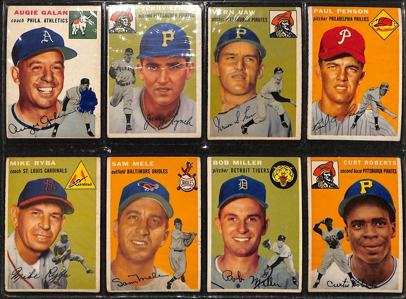 Lot of (165) Different 1954 Topps Baseball Cards w. Richie Ashburn - Approx 2/3 of the Set