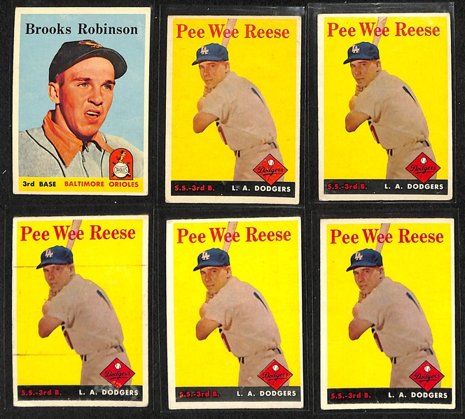  Lot of (125+) 1958 Topps Baseball Cards w. Brooks Robinson (2nd Year)