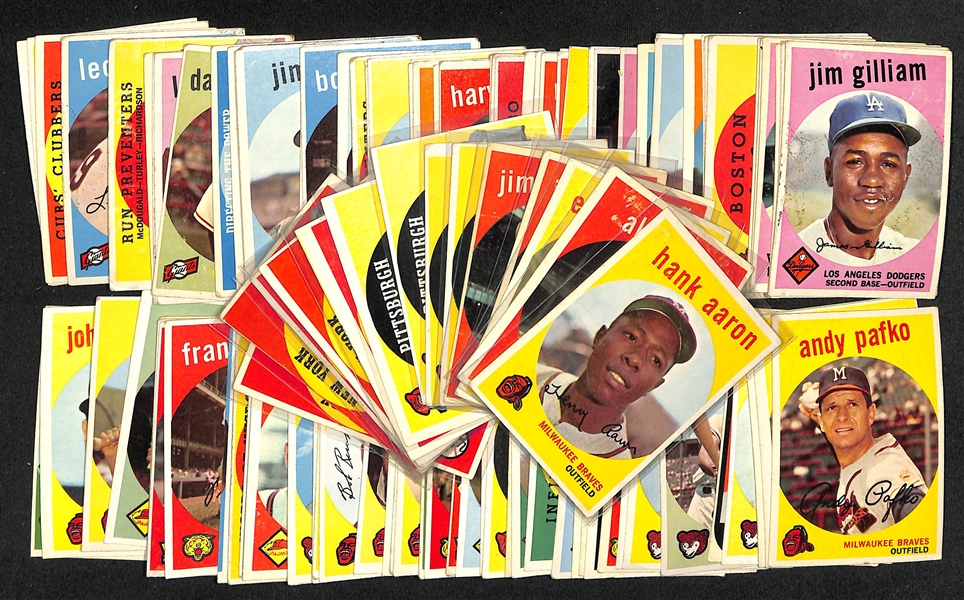  Lot of (110+) 1959 Topps Baseball Cards w. Hank Aaron