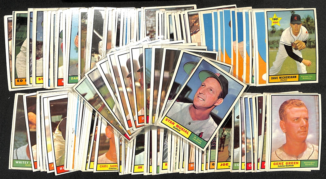  Lot of Approximately (150) 1961 Topps Baseball Cards w. Stan Musial (2)