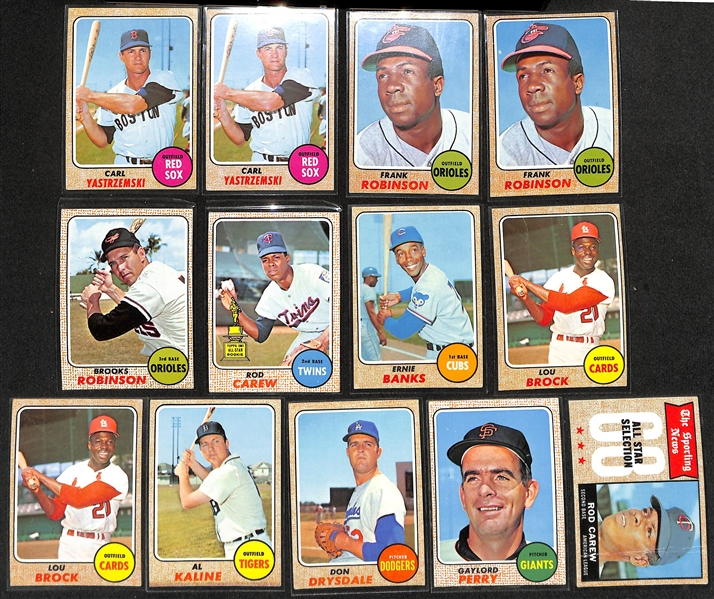 Lot of (600+) 1968 Topps Baseball Cards w. (2) Carl Yastrzemski Cards