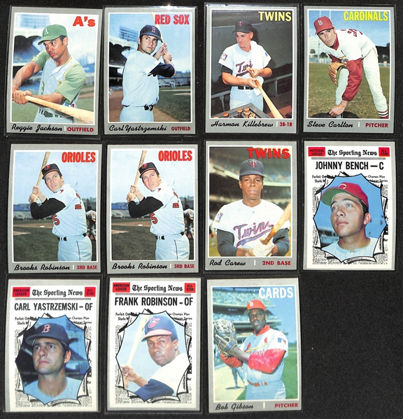  Lot of (500+) 1970 Topps Baseball Cards w. Reggie Jackson (2nd Year Card)