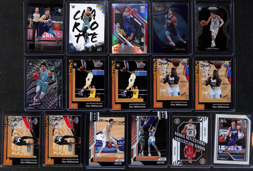 Lot of (35) LaMelo Ball and Zion Williamson Rookie Lot