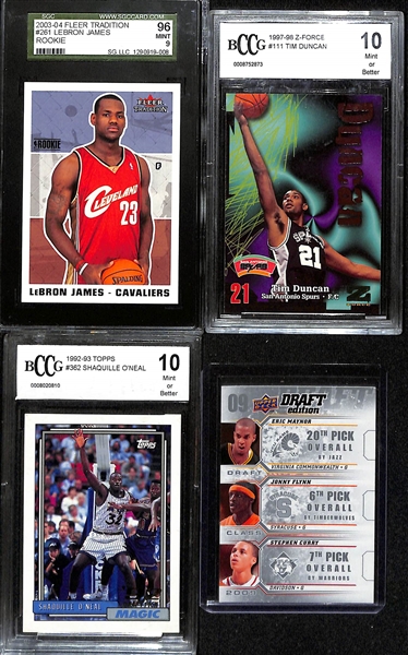 Lot of (4) NBA Rookies w. 2003-04 Fleer Tradition #261 LeBron James Rookie Card Graded SGC 9