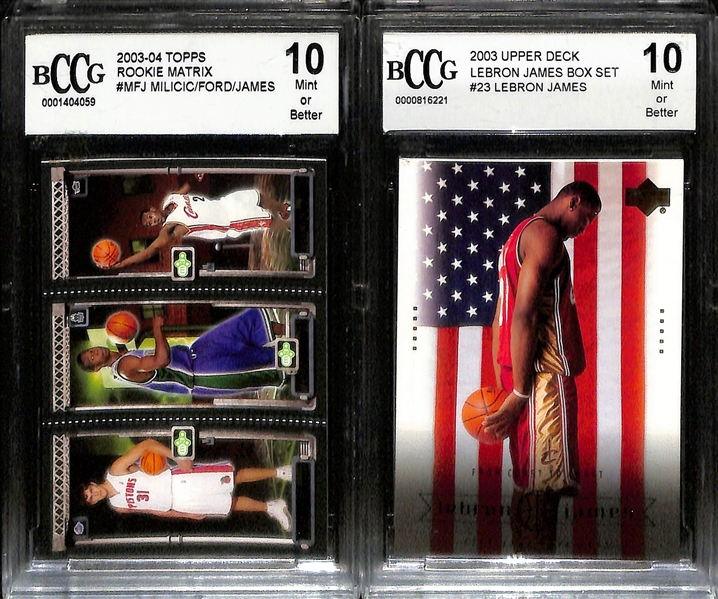 Lot of (6) Graded LeBron James Rookies Cards w. 2003 Topps #221 GMA 10