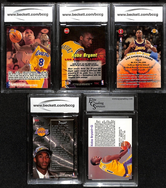 Lot of (5) Graded Kobe Bryant Rookie Cards w. 1996-97 Ultra # 52 BCCG 10