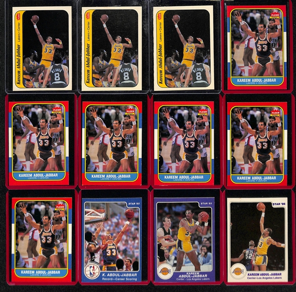 Lot of (30+) Kareem Abdul-Jabbar Basketball Cards w. (6) 1986 Fleer And More