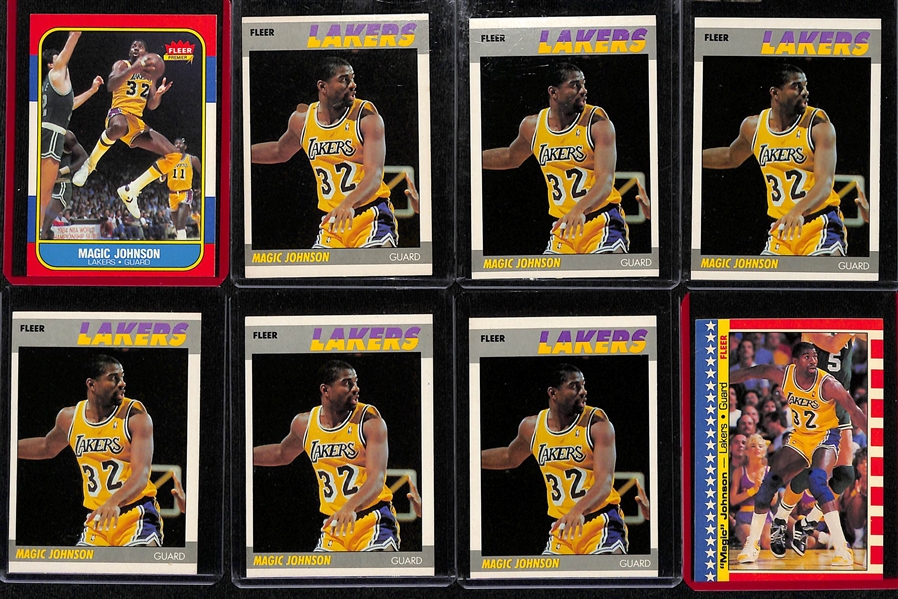 Lot of (25) Magic Johnson Basketball Cards w. 1986 Fleer and (6) 1987 Fleer and More