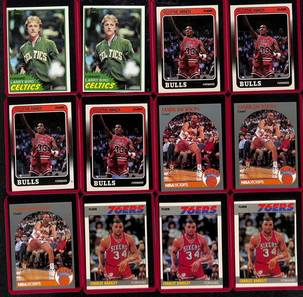 Lot of (65+) 1980s & 90s Basketball Star Cards w. (4) Scottie Pippen and (2) 1981 Topps Larry Bird 2nd Year Cards