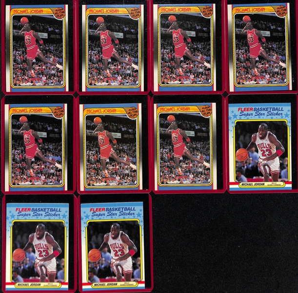 Lot of (19) 1988 & 1989 Fleer Michael Jordan Cards w. (4) Stickers and (7) 1988 Fleer All Star Team