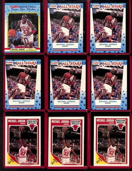 Lot of (19) 1988 & 1989 Fleer Michael Jordan Cards w. (4) Stickers and (7) 1988 Fleer All Star Team