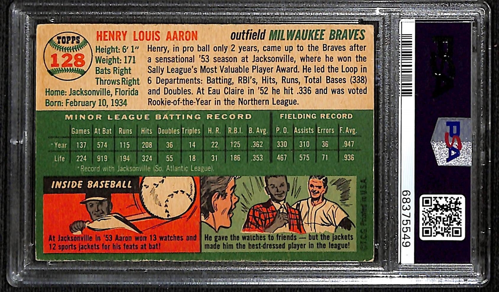 1954 Topps Hank Aaron #128 Rookie Card Graded PSA 3