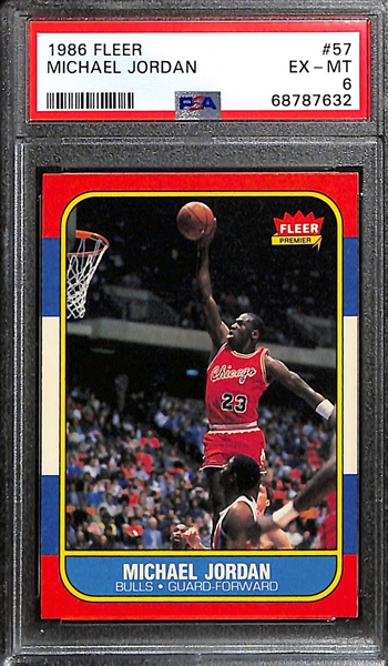 1986 Fleer Michael Jordan #57 Rookie Card Graded PSA 6 (EX-MT)