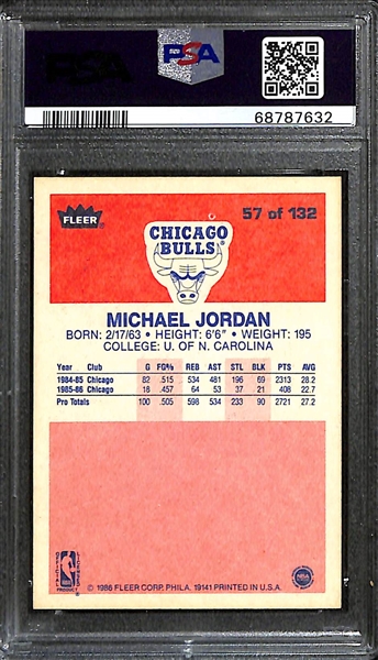 1986 Fleer Michael Jordan #57 Rookie Card Graded PSA 6 (EX-MT)