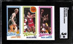 1980-81 Topps Larry Bird & Magic Johnson Rookie Card (w. Julius Erving) Graded SGC 3 