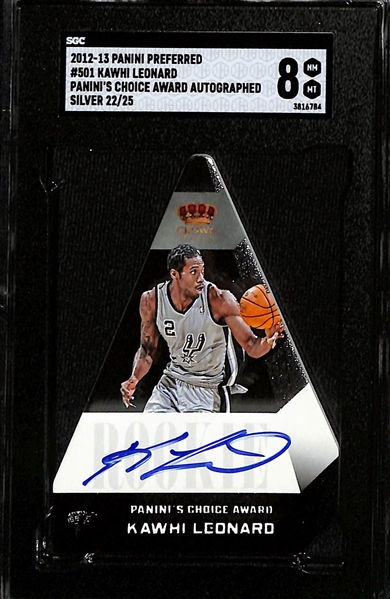 2012-13 Panini Preferred Kawhi Leonard #501 Autographed Rookie Card - Silver  Choice Award #22/25 (SGC 8)