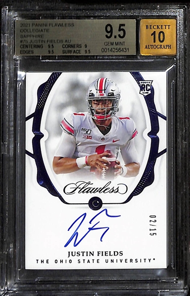 2021 Panini Flawless Collegiate Sapphire Justin Fields #75 BGS 9.5 Auto 10