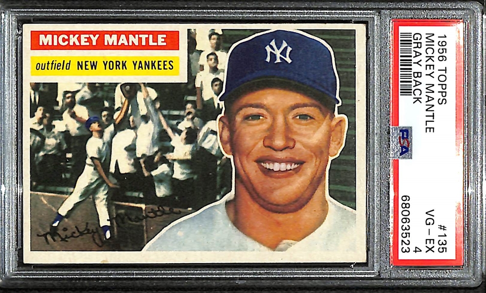 1956 Topps Mickey Mantle #135 (Gray Back) Graded PSA 4