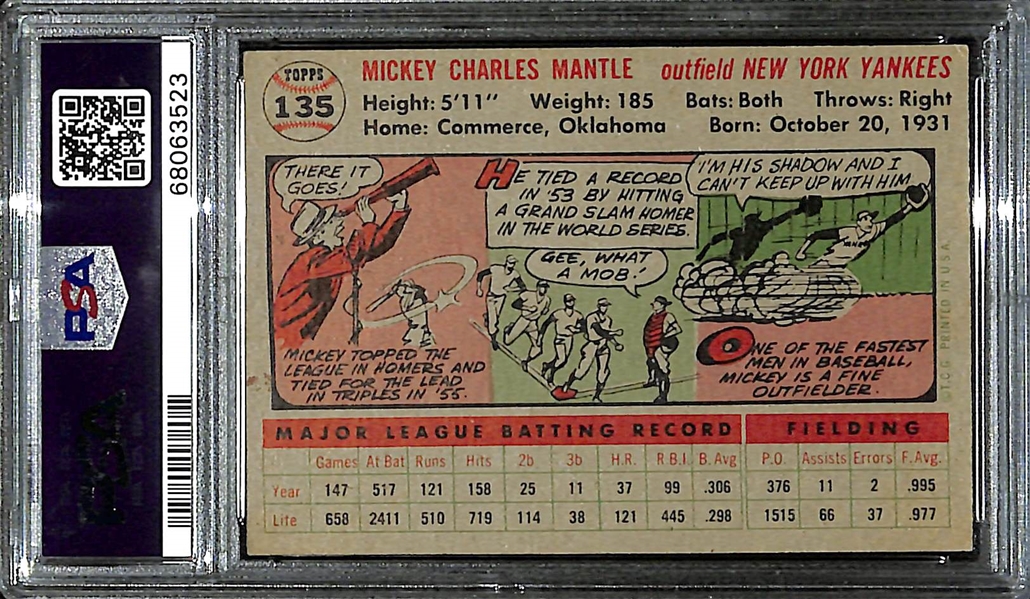 1956 Topps Mickey Mantle #135 (Gray Back) Graded PSA 4