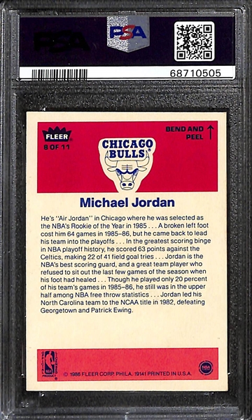 1986-87 Fleer Michael Jordan Rookie Sticker #8 Graded PSA 5