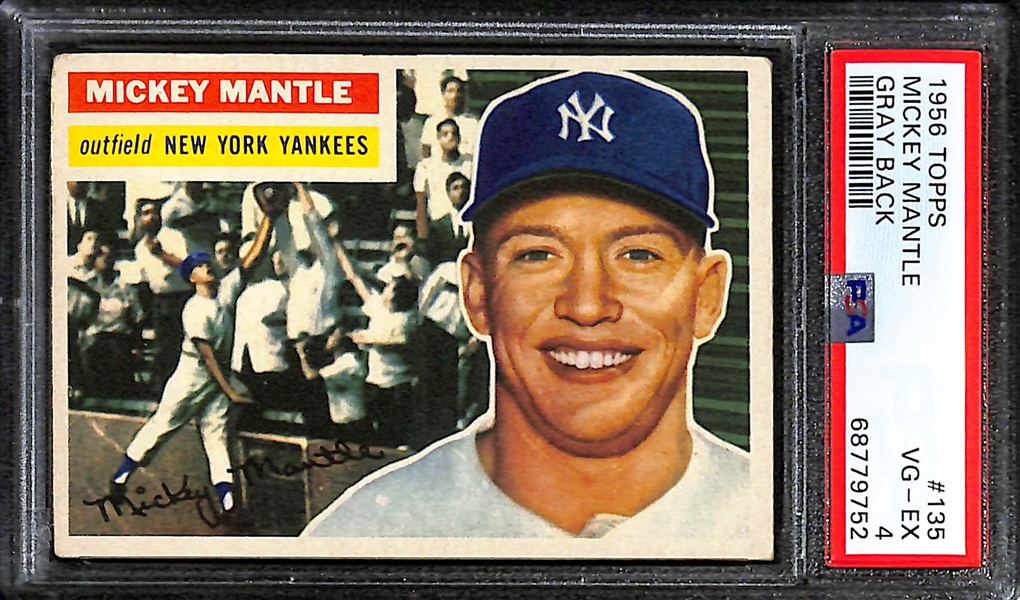 1956 Topps Mickey Mantle #135 (Gray Back) Graded PSA 4