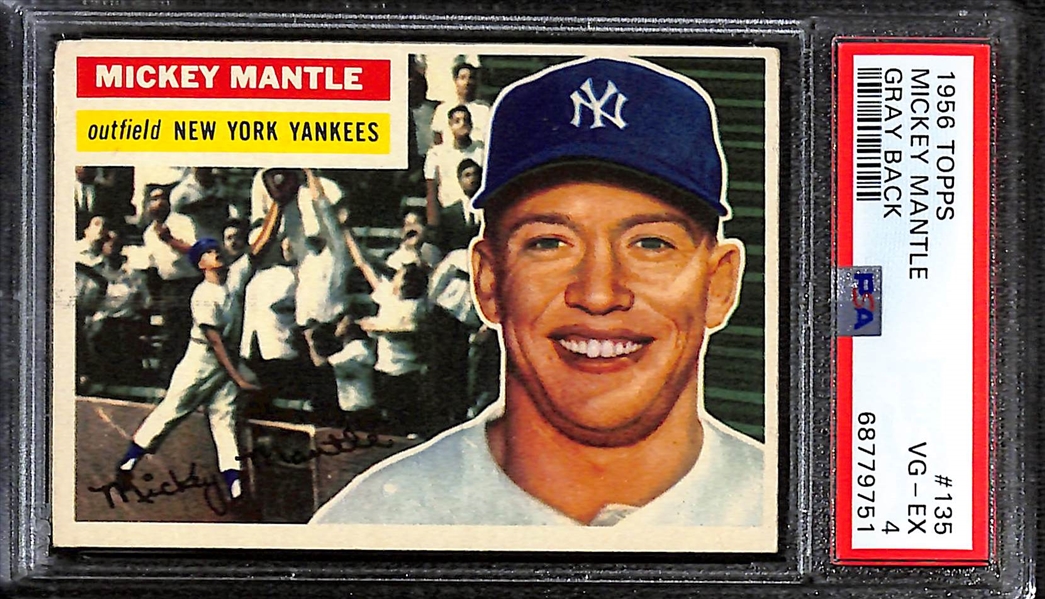 1956 Topps Mickey Mantle #135 (Gray Back) Graded PSA 4