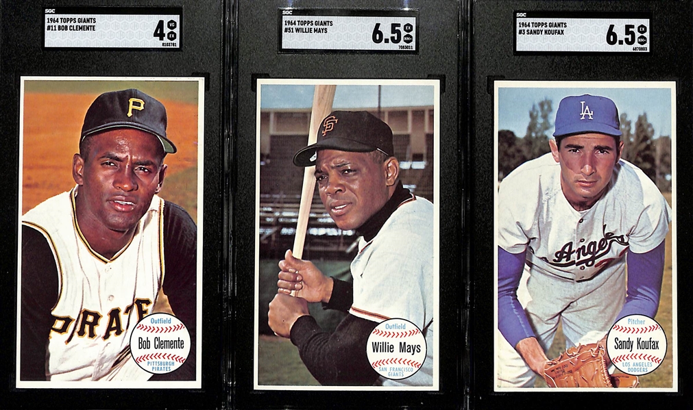 1964 Topps Giants Baseball Complete Set (Mostly Pack Fresh) w. 5 SGC Graded (Mantle 7; Aaron 7; Mays 6.5; Koufax 6.5; Clemente 4)