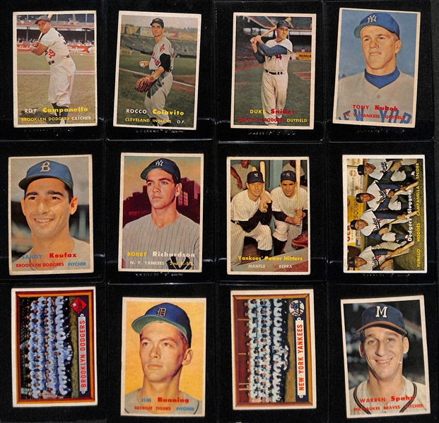 1957 Topps Baseball Complete Set (Missing Mickey Mantle Listed Separately) w. Brooks Robinson (SGC 5) & Roberto Clemente (SGC 4.5)