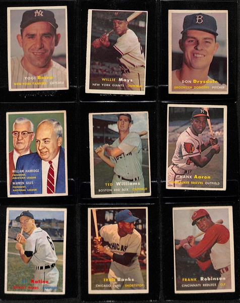 1957 Topps Baseball Complete Set (Missing Mickey Mantle Listed Separately) w. Brooks Robinson (SGC 5) & Roberto Clemente (SGC 4.5)