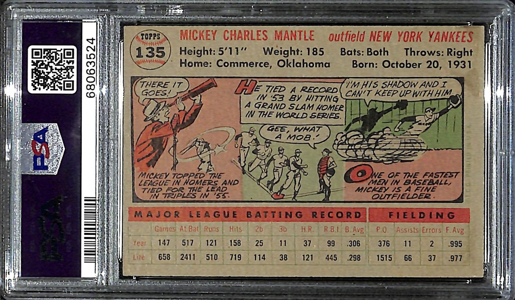 1956 Topps Mickey Mantle #135 (Gray Back) Graded PSA 4