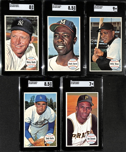 High Grade 1964 Topps Giants Baseball Complete Set (Mostly Pack Fresh) w. 5 SGC Graded (Mantle 8; Aaron 8.5; Mays 9; Koufax 8.5; Clemente 7)