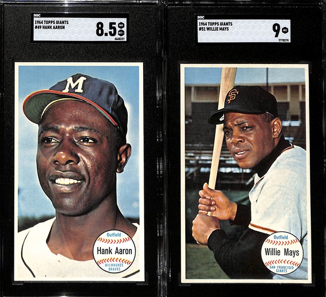 High Grade 1964 Topps Giants Baseball Complete Set (Mostly Pack Fresh) w. 5 SGC Graded (Mantle 8; Aaron 8.5; Mays 9; Koufax 8.5; Clemente 7)