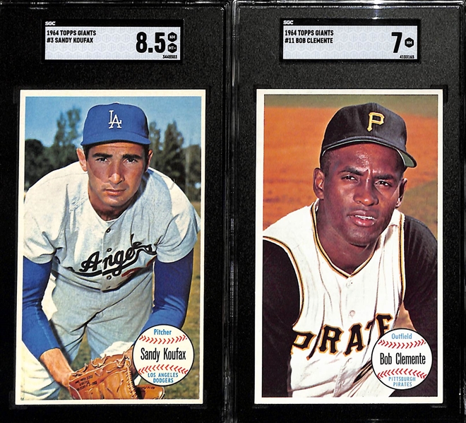 High Grade 1964 Topps Giants Baseball Complete Set (Mostly Pack Fresh) w. 5 SGC Graded (Mantle 8; Aaron 8.5; Mays 9; Koufax 8.5; Clemente 7)